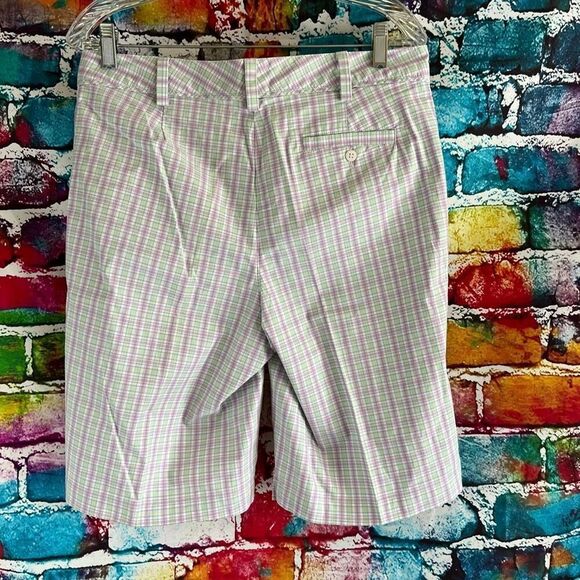Lady Hagen Bermuda Length Pastel Colors Plaid Golf Shorts Size 8 - Picture 4 of 6